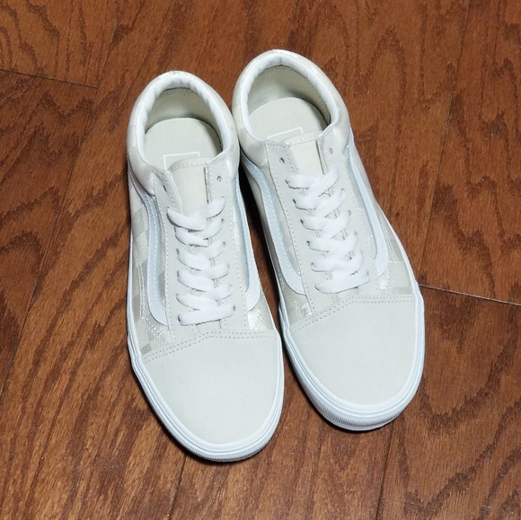 NEW! Vans Cream Checkered Old Skool Sneakers Sz 7.5 NWT - Picture 7 of 9